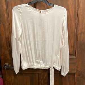 LOFT White Tie Front Relaxed Blouse